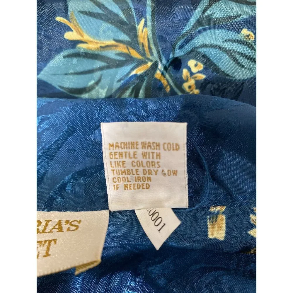 Vtg Victorias Secret Gold Label Button Sleep Shirt Small Roses Green Floral Gold